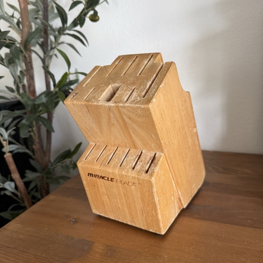 Miracle Blade III Wooden Knife Block 15 Slot Natural Finish Block Only